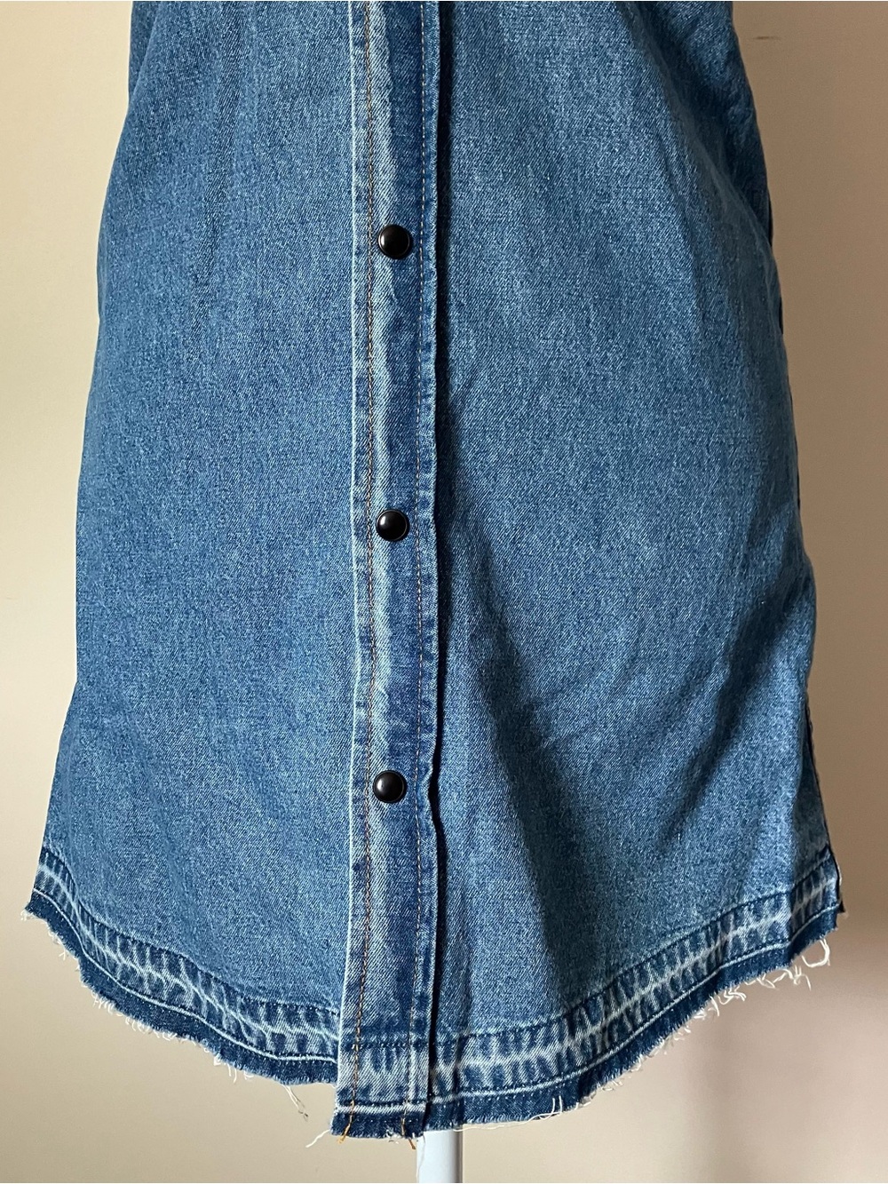 Hudson Denim Shirt Sleeveless Distressed Button Front Western Mini Dress - Picture 7 of 11